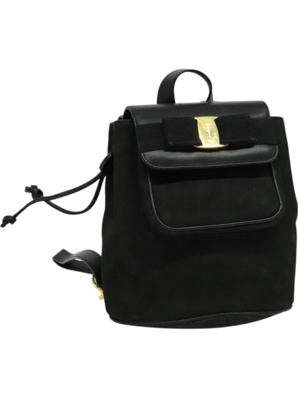 Salvatore Ferragamo Vala Vala Backpack Suede Black Gold